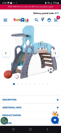 Child slide with basketball and soccer net, 5 in 1