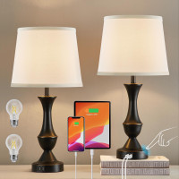 NEW Touch Vintage Bedside Lamps, Dimmable Nightstand Lamp with U