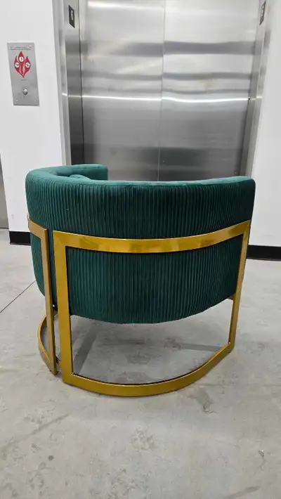 Green Velvet Gold Accent Chairs x2, View more