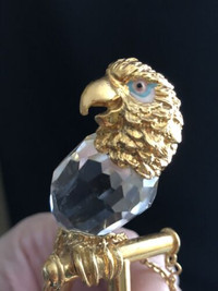SWAROVSKI CRYSTAL & Gold Plated ~ PARROT ~ Bird Figurine MINT!!!