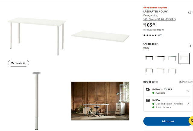 IKEA desk, table, flexible height, white in Desks in City of Halifax - Image 3