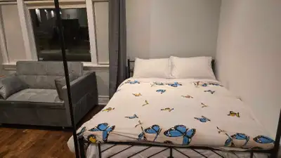 Bright, clean, fully furnished and available immediately. This beautiful main floor of a home has fr...