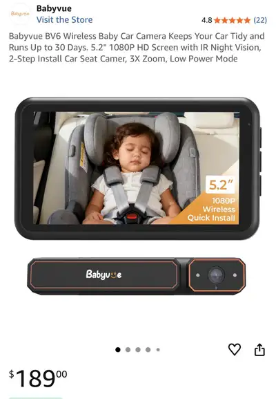 Babyvue BV6 Baby Car Camera Brand New, View more