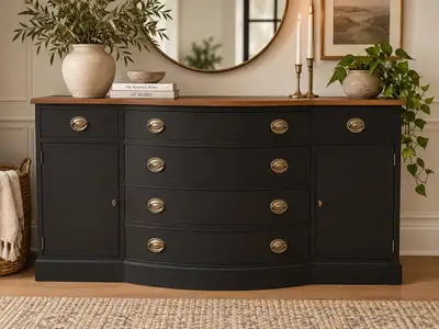 ✨ Vintage Drexel Serpentine Sideboard / Buffet — Refinished, View more