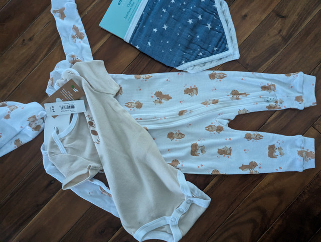 Bodysuits 3pc set 6-9M + bibs/ still available don't ask in Clothing - 6-9 Months in Calgary - Image 2