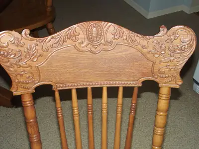Antique Press Back Nursing Rocker Butternut Professionally finished and restored press back chair