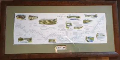 Framed Fisherman's Map Of Salmon Pools -VIEW OTHER ADS-, View more