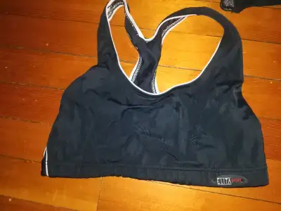 Black elite small sports top $8 Black corsette style bra 34B $10 Never worn