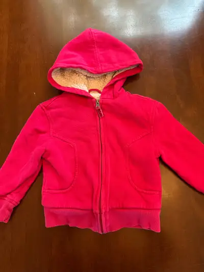Size 4T-5T Girl’s Sherpa lined pink hooded jacket hoodie , View more