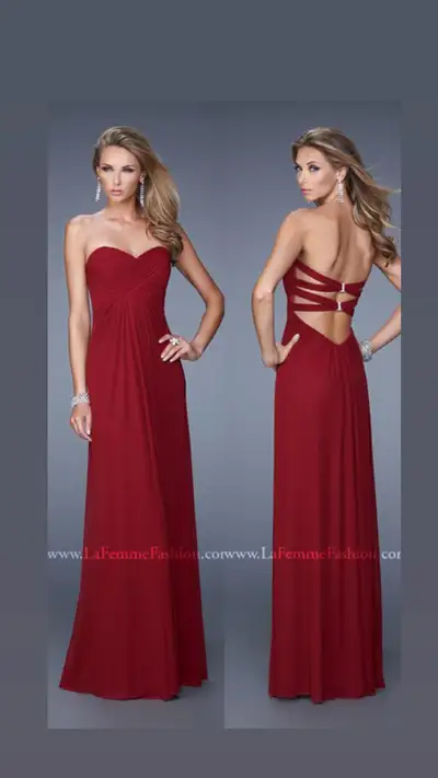 La Femme Red Open Back Dress, View more