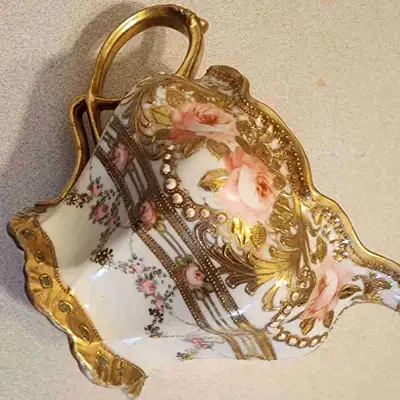 Antique Nippon covered in gold gilt, beaded., View more