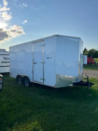 2017 (8.5’ x 16’) Cargo Mate Enclosed Trailer E-Series V-nose (Wedge) 3,500 lb axles 7,000 GVWR 15”...