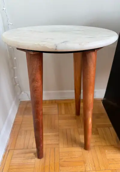 Marble table/ Accent Table/ Real wood, View more