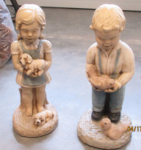 Concrete child statues; set of two; 22 inches high