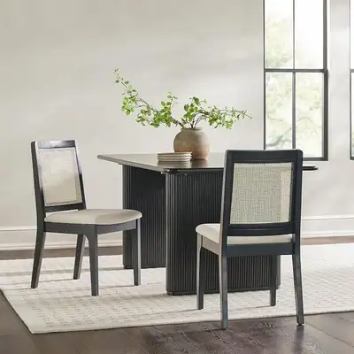 Walker Edison® Boho Rattan Back Solid Wood Dining Chairs -2, View more