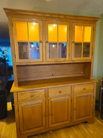 Oak Cabinet with Hutch, View more
