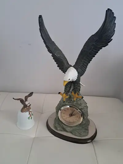 CERAMIC EAGLE CLOCK  Ceramic Eagle Bell.size of Eagle Clock: 16", View more