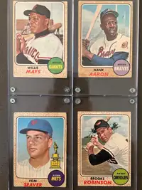 1968 OPC Mays/Aaron/Seaver/Robinson Baseball Cards