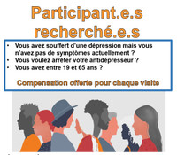 Recherche en santé mentale: Participant.e.s recherché.e.s