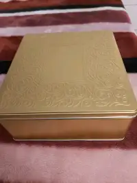 Gold Empty Tin Box- craft, wedding, money box, storage