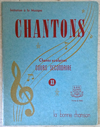 Antiquité 1958 Cahier "Chantons" Chants scolaires Secondaire