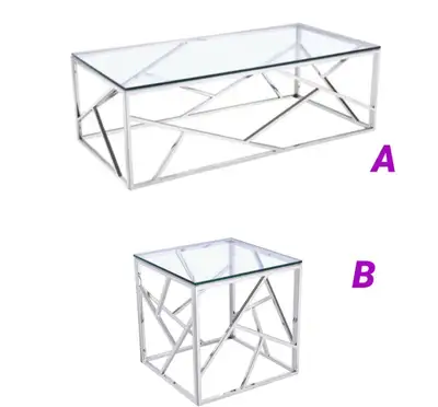 Brand new glass coffee table/ end table set, View more