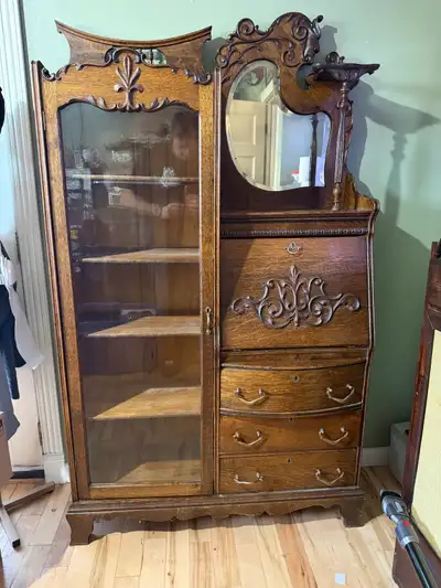 Antique Krug Bros. & Co. Secretary / China Cabinet , View more