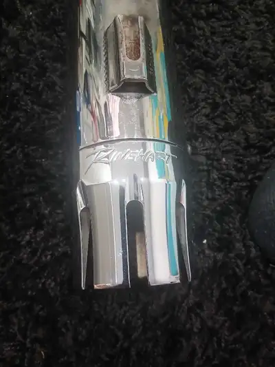 3.5 inch Reinheart racing exhaust slip on (pair) all chrome with castle end caps, hi-flo baffles, so...