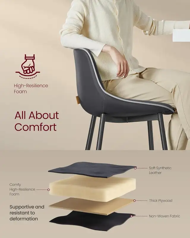 Counter Height Bar Stool with Back, Ergonomic Backrest, Synthet in Chairs & Recliners in Markham / York Region - Image 9