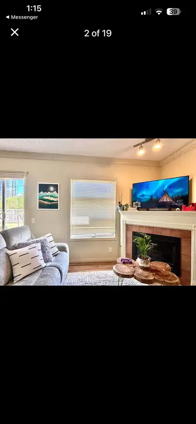 This is a fully furnished en suite bedroom in a 2-bedroom and 2-bathroom condo downtown. The bedroom...