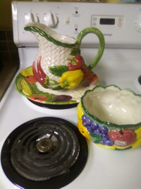 FITZ AND FLOYD  WATER JUG AND BOWL