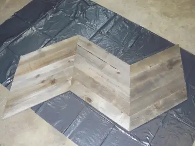 Wall covering , pine boards pre cut to build a Herringbone look, View more