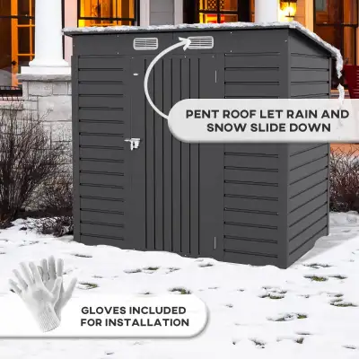 6 x 4FT Galvanized Garden Storage Shed, Metal Outdoor Shed with, View more