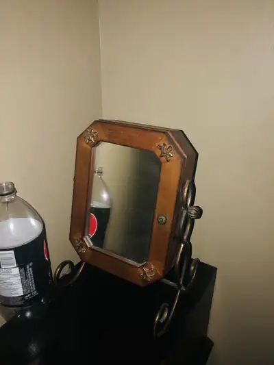 Wooden iron mirror table holder (key/jewelry), View more