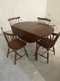 Antique 1970s Solid Wood Dining Table Set 