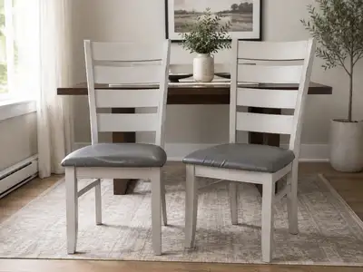 Pair of Grey Dining Chairs with Cushioned Seats, View more