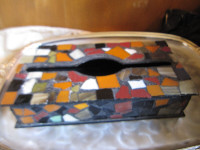 Kleenex Tissue Metal Box  Holder  Mosaic Stained Tile Handmade