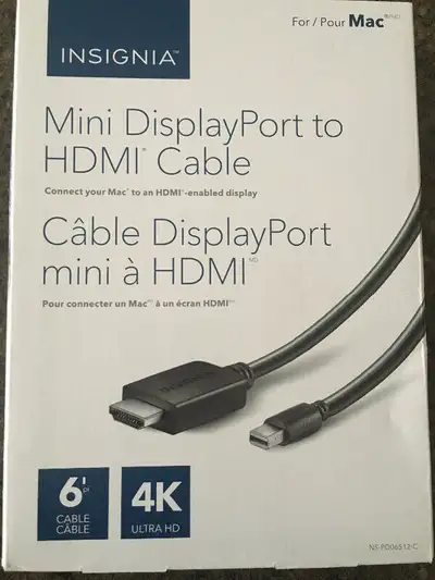 Insignia mini display port to HDMI cable 4K 6 foot 1.8m, View more
