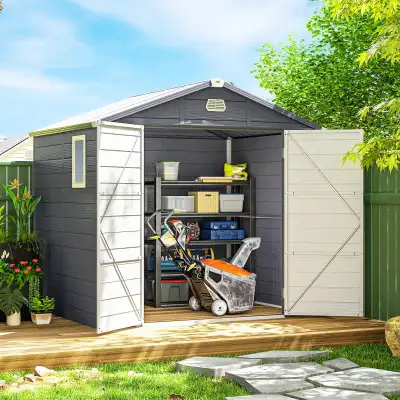 Sloped roof 8' x 6' Plastic Garden Storage Shed, View more