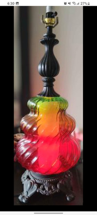 Groovy color flash spiral glass gypsy lantern lamp, retro 60s