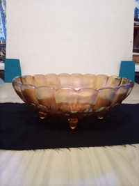 Amber Carnival Glass Fruit Bowl