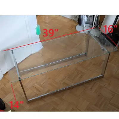 Chome and Glass Dining Table, Tv stand, Glass top metal frame co, View more
