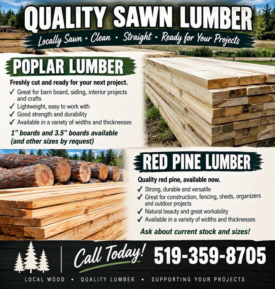 LOCALLY SAWN LUMBER FOR SALE | Plants, Fertilizer & Soil | Chatham-Kent ...