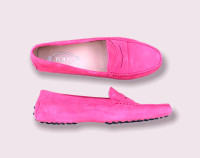 Tod’s Loafers Pink Suede Slip Ons  + Box