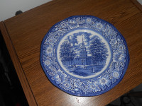 Liberty Blue Plate Staffordshire Ironstone Independence Hall