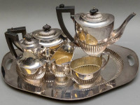 5-PCE Silver Plated Tea Serving Set + Serv. Tray by WM A ROGERS