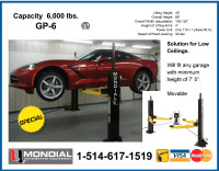 GP6 MONDIAL 2 Post Mobile Car Lift 6,000Lbs CSA Certified 110V