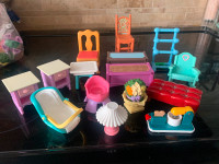 Fisher price dollhouse furniture chairs and baby accessories