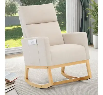 Selling a comfortable rocking chair / glider armchair in a beige color, perfect for the living room,...