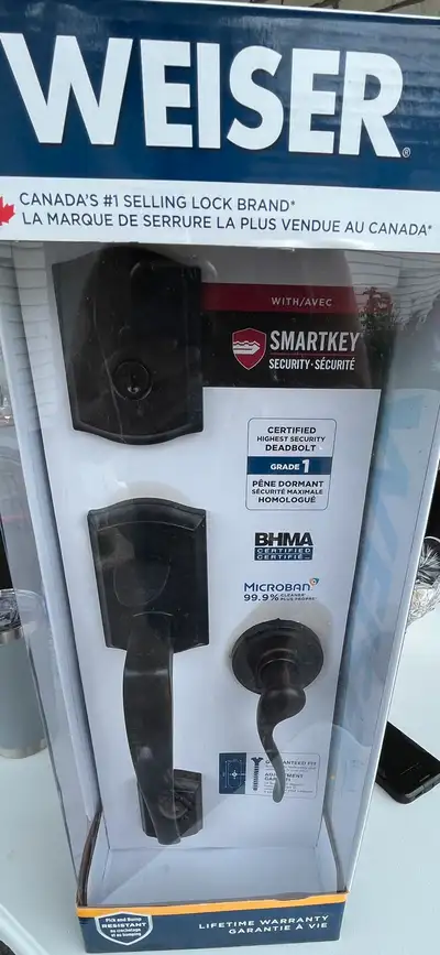 Weiser door lock/handle/dead bolt combo, View more